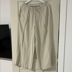 Max Studio Beige Wide-Leg Linen Pants